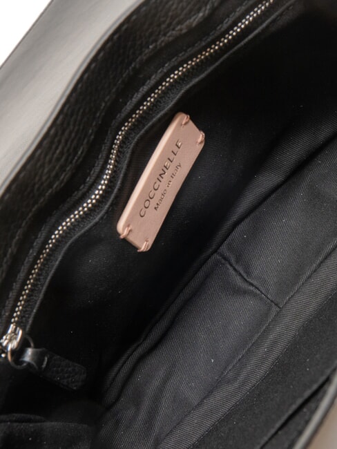 ARIES Schultertasche aus gehämmertem Leder Schwarz - Damentaschen