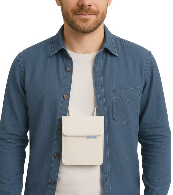 GLOBAL TRAVEL Umh&auml;ngetasche f&uuml;r Dokumente BEIGE - Reisezubeh&ouml;r