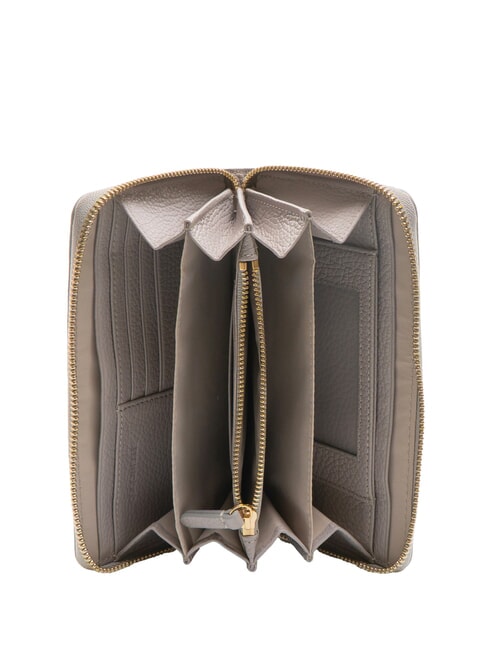 VOILE Große Brieftasche aus Leder mit Rundum-Reißverschluss hellgrau - Brieftaschen Damen