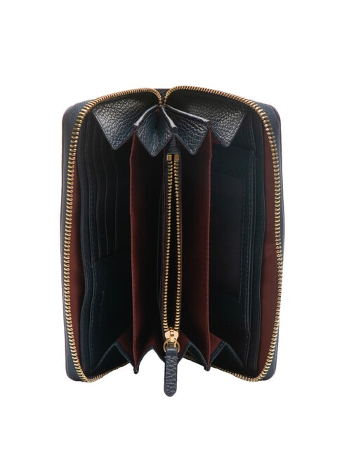 VOILE Große Brieftasche aus Leder mit Rundum-Reißverschluss Mitternachtsblau - Brieftaschen Damen