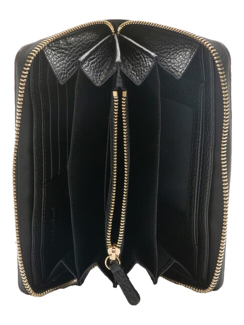 VOILE Große Brieftasche aus Leder mit Rundum-Reißverschluss Schwarz - Brieftaschen Damen