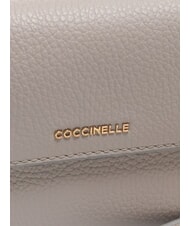 COCCINELLE FAINT Mini-Tasche aus gehämmertem Leder hellgrau - Damentaschen - 4