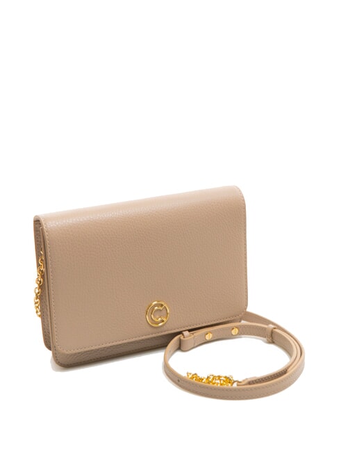 TULIP Schultertasche aus gehämmertem Leder Puderrosa - Damentaschen