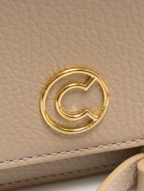 TULIP Schultertasche aus gehämmertem Leder Puderrosa - Damentaschen