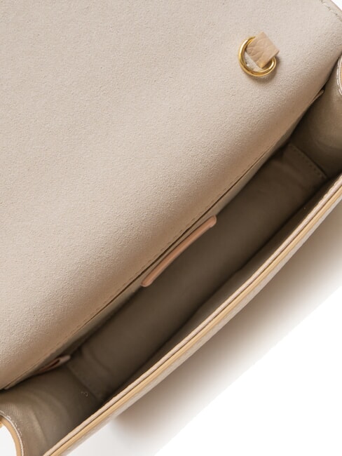 TULIP Schultertasche aus gehämmertem Leder Puderrosa - Damentaschen