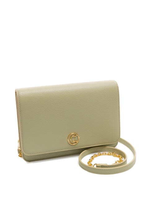 TULIP Schultertasche aus gehämmertem Leder Seladongrün - Damentaschen