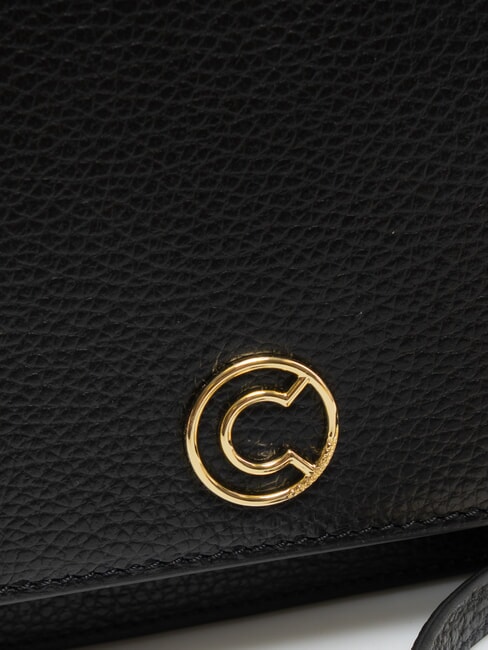 TULIP Schultertasche aus gehämmertem Leder Schwarz - Damentaschen