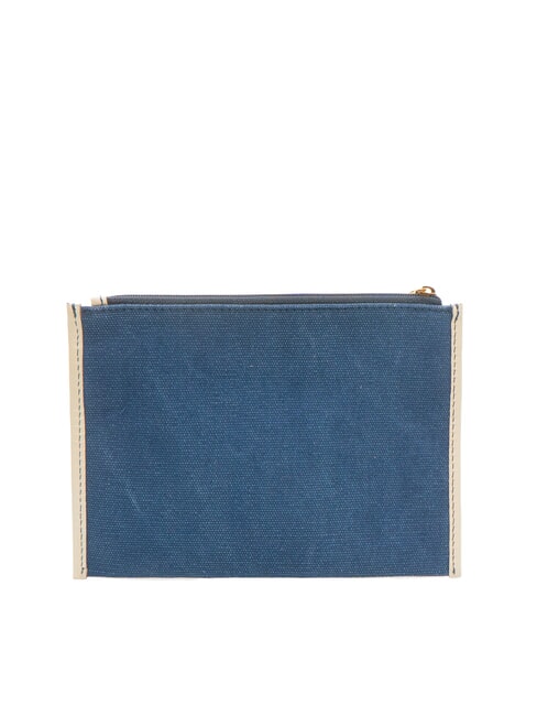 ANNA Flache Clutch aus Canvas Marineblau/Milchweiß, Abkürzung. Gold - Damentaschen