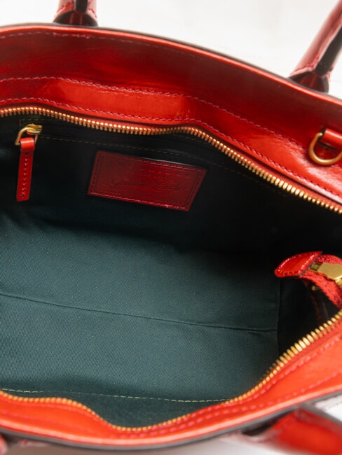 FIONA Leder-Tragetasche mit Schultergurt Flamenco-Abk. Gold - Damentaschen