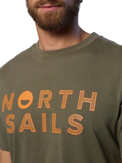 LINE PRINT Baumwoll-T-Shirt mit Maxi-Print staubige Oliven - Herren-T-Shirts