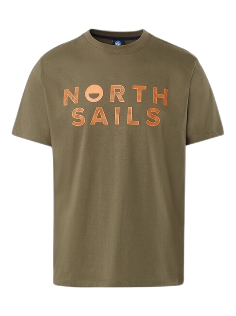 LINE PRINT Baumwoll-T-Shirt mit Maxi-Print staubige Oliven - Herren-T-Shirts