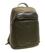 PIQUADRO LINK Rucksack aus Leder und Stoff, 15,6-Zoll-PC-Halterung GRÜN - PC-Rucksäcke - 4