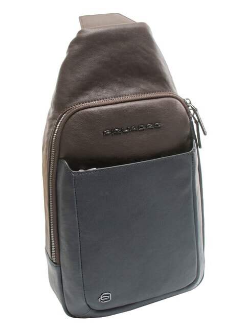 BLACK SQUARE One-Shoulder-Rucksack aus Leder blau/dunkelbraun - PC-Rucksäcke