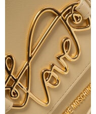 LOVE MOSCHINO CURSIVE LOGO Umhängetasche mit Schultergurt Beige - Damentaschen - 3