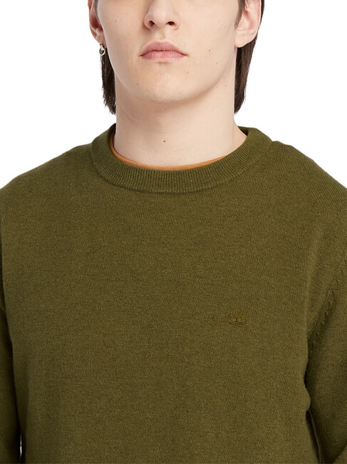 MERINO Pullover mit Rundhalsausschnitt aus Wollmischung dunkeloliv - Herrenpullover