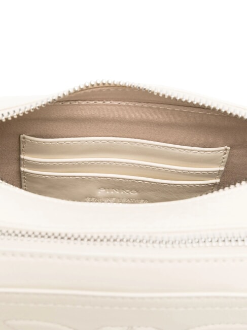 CARRIE Kameratasche aus Leder Seidenweiß-gebürstetes Silber - Damentaschen