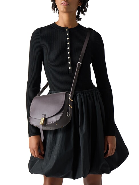 SADDLE Umhängetasche aus Leder mit Überschlag braunes Moro-Mix-Mädchen. Goldnik - Damentaschen