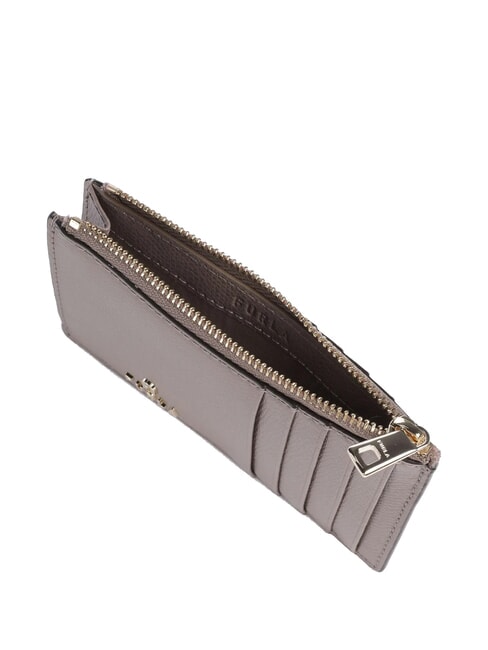 CAMELIA Flache Brieftasche aus Leder grauer Stuck - Brieftaschen Damen