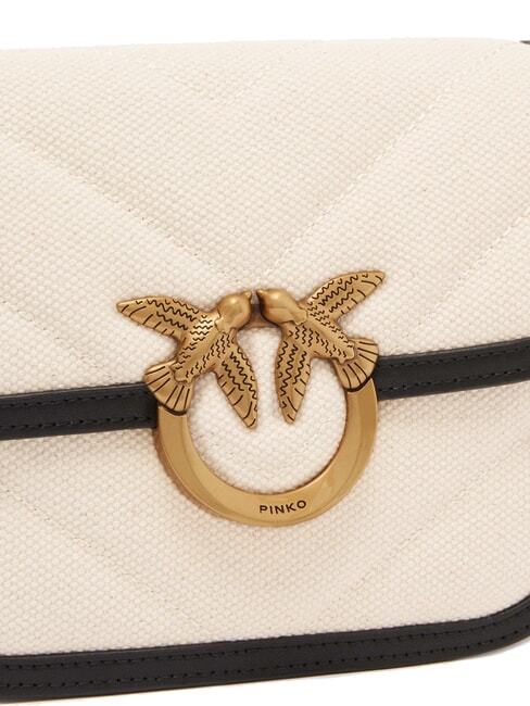 LOVE BOX BAG Mini-Umhängetasche aus Canvas beige/schwarz-antikgold - Damentaschen