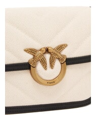 PINKO LOVE BOX BAG Mini-Umhängetasche aus Canvas beige/schwarz-antikgold - Damentaschen - 3