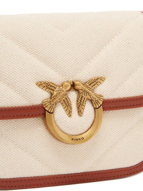 LOVE BOX BAG Mini-Umhängetasche aus Canvas beige/braun-antikgold - Damentaschen