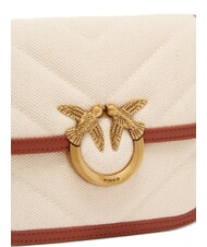 PINKO LOVE BOX BAG Mini-Umhängetasche aus Canvas beige/braun-antikgold - Damentaschen - 3