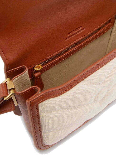 LOVE BOX BAG Mini-Umhängetasche aus Canvas beige/braun-antikgold - Damentaschen