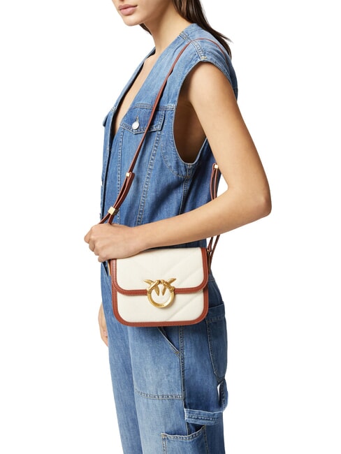 LOVE BOX BAG Mini-Umhängetasche aus Canvas beige/braun-antikgold - Damentaschen