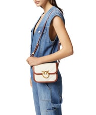 PINKO LOVE BOX BAG Mini-Umhängetasche aus Canvas beige/braun-antikgold - Damentaschen - 6