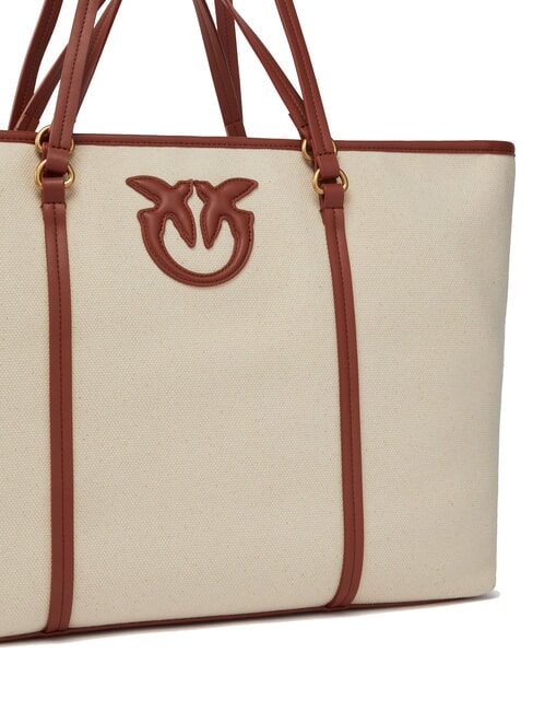 MIRANDA Canvas-Shoppertasche mit Doppelgriffen multibeige/Leder-Antikgold - Damentaschen