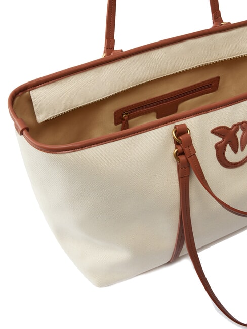MIRANDA Canvas-Shoppertasche mit Doppelgriffen multibeige/Leder-Antikgold - Damentaschen