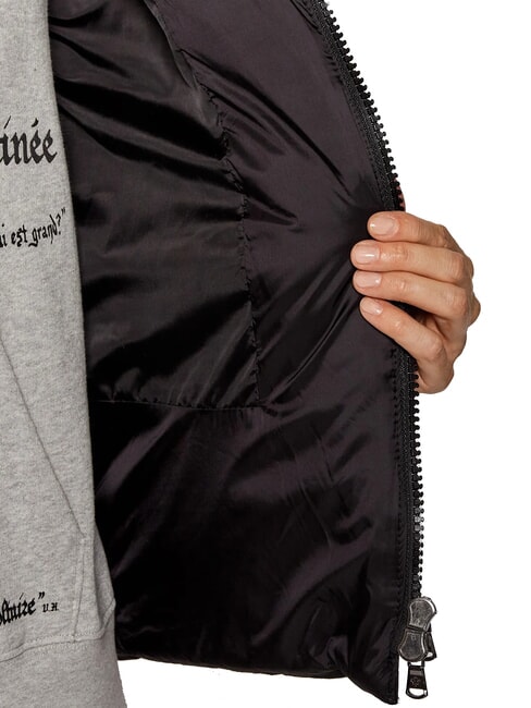 EUGENIE Kurze Satin-Daunenjacke mit Kapuze Schwarz - Daunenjacken für Damen