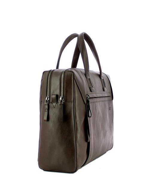 CAMPIONARIO - PAN  15,6-Zoll-Laptop-Aktentasche aus Leder dunkelhaarig - Arbeitstaschen