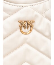 PINKO PUZZLE Schultertasche aus genähtem Leder Seide weiß-antikgold - Damentaschen - 4