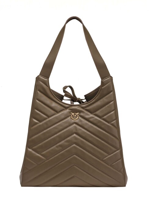 PUZZLE Schultertasche aus genähtem Leder Zaunkönig-Antikgold - Damentaschen