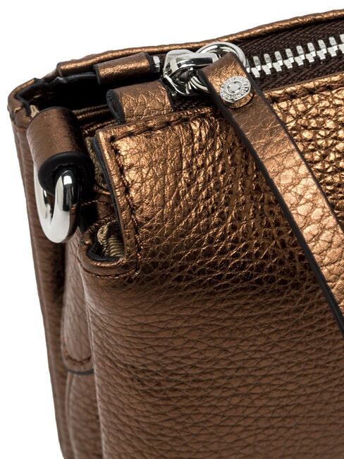 THREE Schultertasche aus Metallic-Leder geröstet - Damentaschen