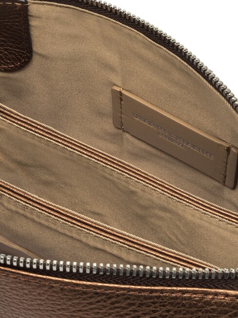 THREE Schultertasche aus Metallic-Leder geröstet - Damentaschen