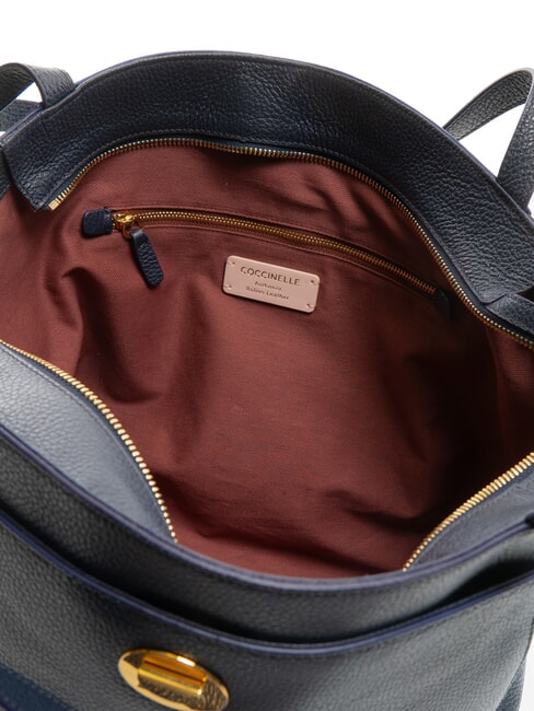 LIYA Schultertasche aus gehämmertem Leder Mitternachtsblau - Damentaschen