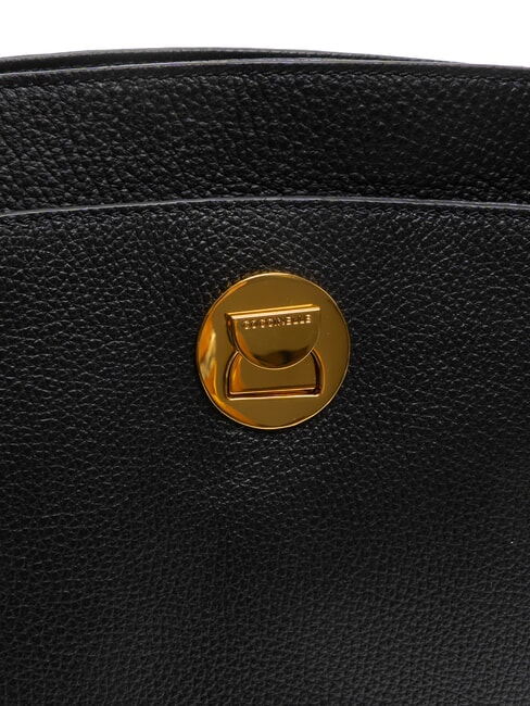 LIYA Schultertasche aus gehämmertem Leder Schwarz - Damentaschen