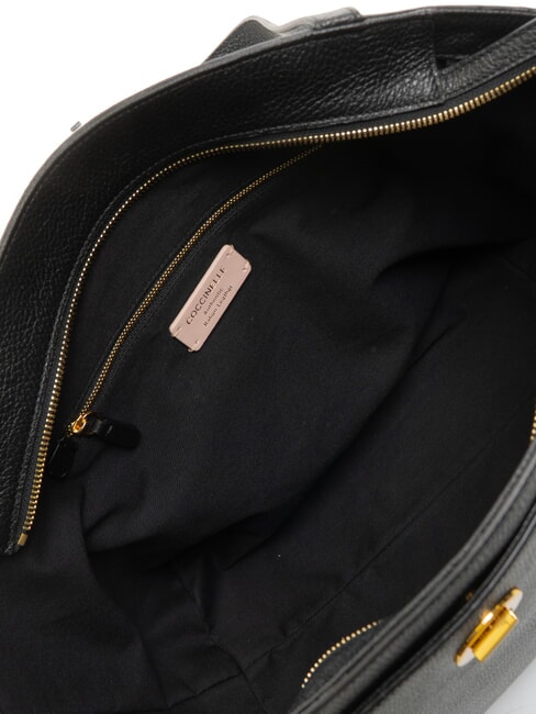 LIYA Schultertasche aus gehämmertem Leder Schwarz - Damentaschen