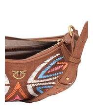 PINKO HALF MOON Umhängetasche aus Wildleder Braun - Löwe-Antikgold - Damentaschen - 4