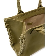 PINKO BEACH Einkaufstasche aus recyceltem Canvas Gothic Olive-Antik Gold - Damentaschen - 4