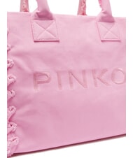 PINKO BEACH Einkaufstasche aus recyceltem Canvas süßes Rosa Lila-Antikgold - Damentaschen - 3