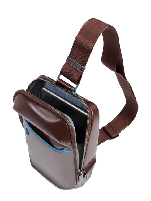 BLUE SQUARE One-Shoulder-Rucksack aus Leder MAHAGONI - Umhängetaschen Herren