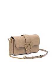 PINKO LOVE ONE MINI Mini-Umhängetasche aus Leder Beige-Rauchgrau-Antikgold - Damentaschen - 3