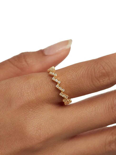 THE NEW ESSENTIALS THE ZIPPER Vergoldeter Ring mit Zirkonia Gold - Ringe