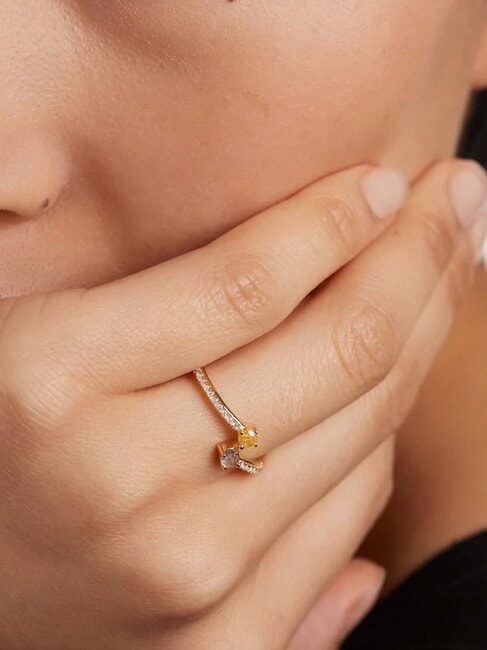 JUNO Vergoldeter Steinring Gold - Ringe