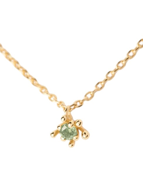 COLOR GREEN FLEUR Anhängerkette mit Zirkonia und Krallen Gold - Halsketten