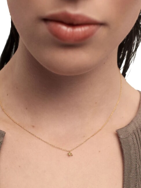 COLOR GREEN FLEUR Anhängerkette mit Zirkonia und Krallen Gold - Halsketten