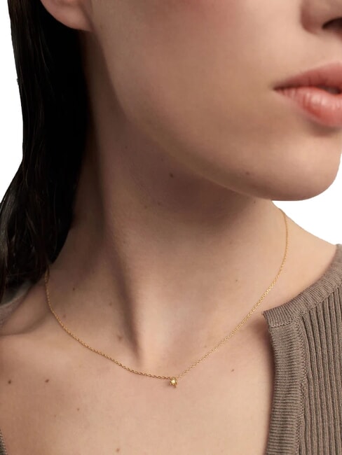 COLOR GREEN FLEUR Anhängerkette mit Zirkonia und Krallen Gold - Halsketten